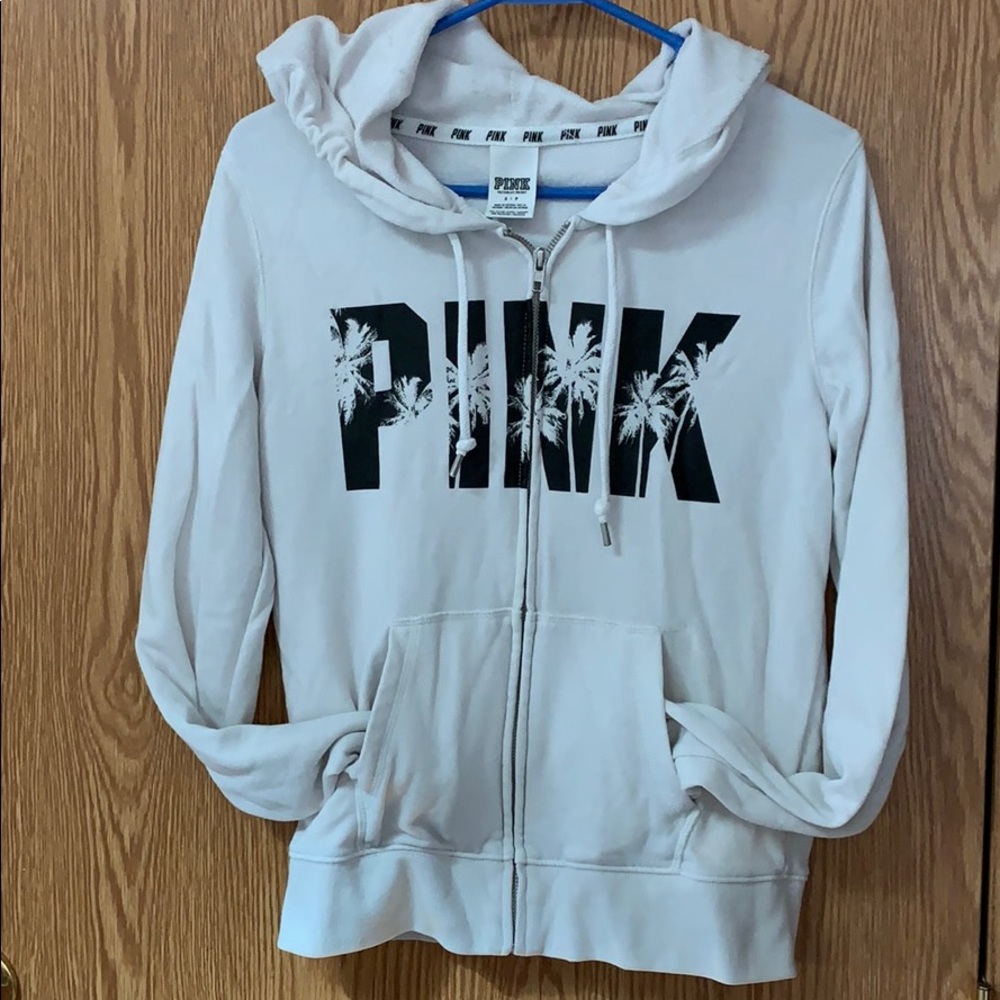 PINK tropical logo Full zip hoodie